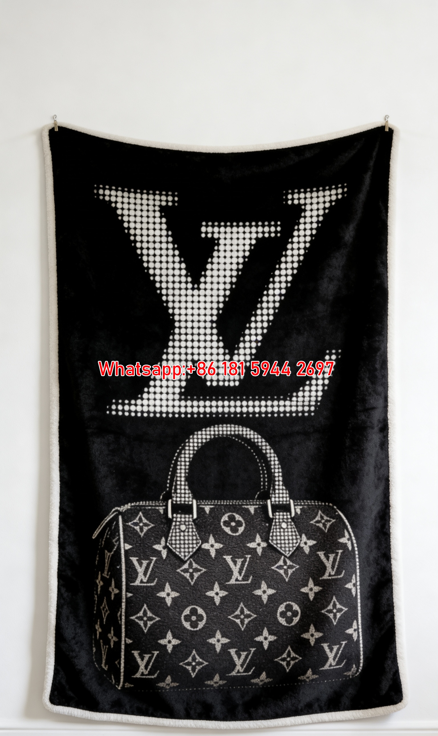 Black Monogram LV Bag Flannel Throw Blanket 311